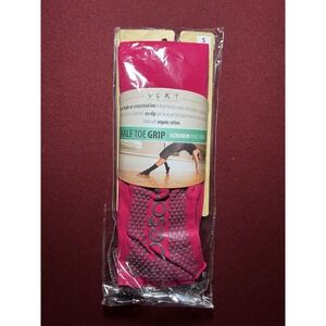 Toesox Scrunch Knee High Half Toe Pink Grip Socks Yoga Pilates Dance Size S 6-8